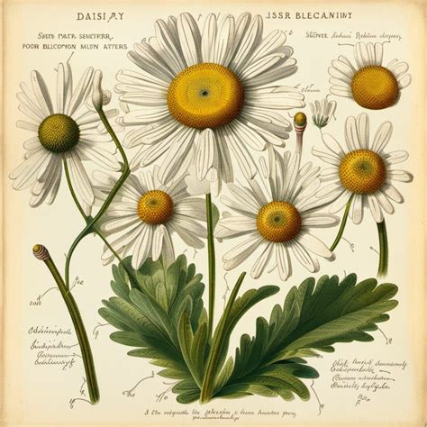 Daisy, 19th-century scientific biological illustration - AI Generated Artwork - NightCafe Creator