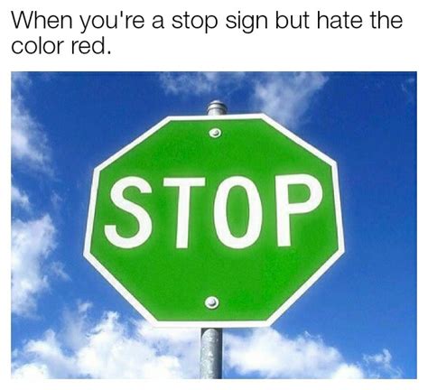 An embarrassed stop sign. : r/meme
