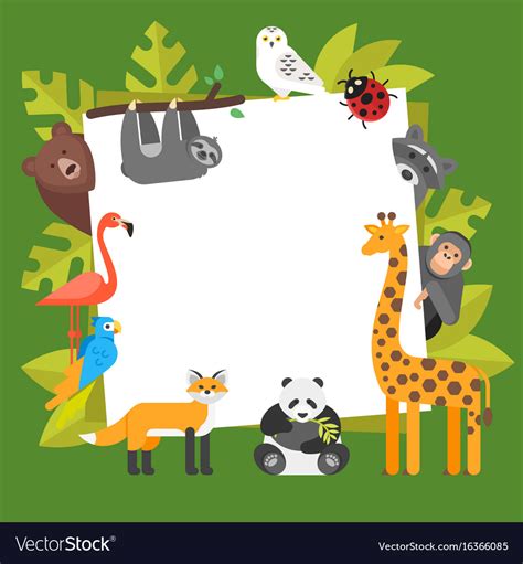 Zoo animals template for banner Royalty Free Vector Image