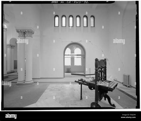 North wall of APSE. - Stanford University Library, Stanford University, Palo Alto, Santa Clara ...