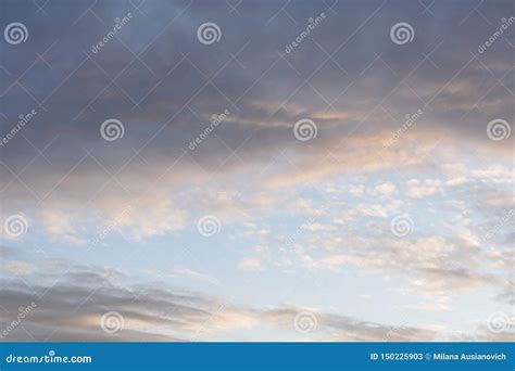 Fluffy Cloud Sunset Skies . Nature Background . Texture Stock Image - Image of bright, planet ...