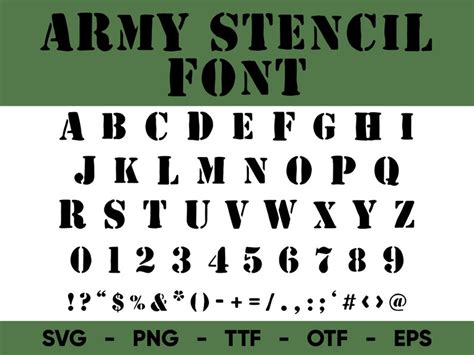 Army Stencil Font SVG, Military Font Svg Files for Cricut and Silhouette, Ttf, Otf, Png, Eps ...