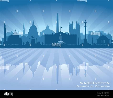 Washington DC city skyline vector silhouette illustration Stock Vector ...