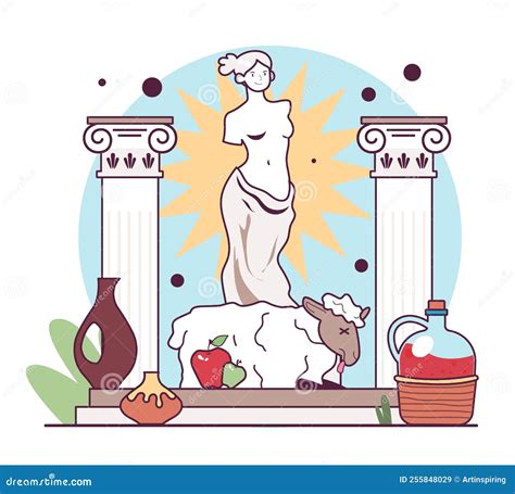 Polytheism. Ancient Greece Goddess Aphrodite Temple and Altar Stock Vector - Illustration of ...