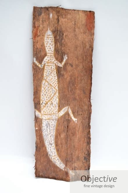 Aboriginal Bark Painting of Goanna | Objective Fine Vintage Design