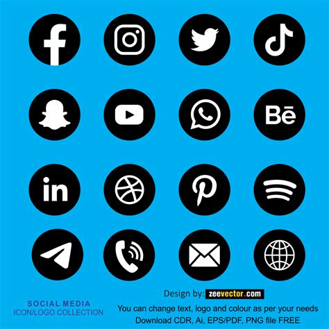 Social Media Icons Vector Free - Vector Design - Cdr, Ai, EPS, PNG, SVG