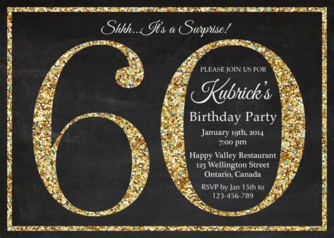 60th birthday invitation. Gold Glitter Birthday Party invite. | Etsy | 60th birthday invitations ...