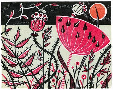 Red Meadow | Linogravure, Impressionnisme, Modèle d'illustration