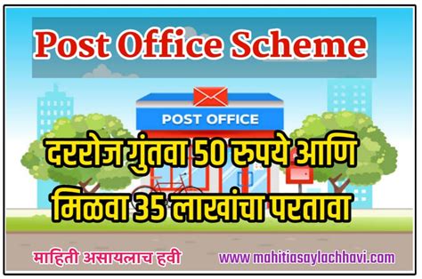 Post Office Scheme 2023 रोज गुंतवा ५० रुपये आणि मिळवा ३५ लाखांचा परतावा… जाणून घेऊया काय आहे ...