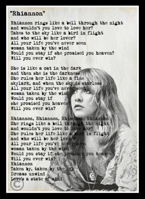 Pin by Jeannie Almonte on Music | Rhiannon lyrics, Stevie nicks fleetwood mac, Stevie nicks quotes