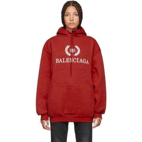 Balenciaga Cotton Red Bb Hoodie - Lyst