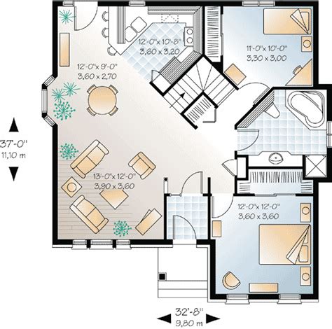 Open Floor Small Home Plans | ... : Canadian, Narrow Lot, Metric ...