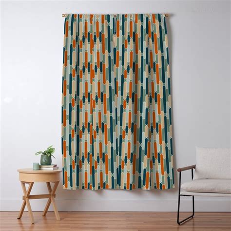 Modern Tabs in Dark Teal, Burnt Orange, Olive Blackout Curtain by ...