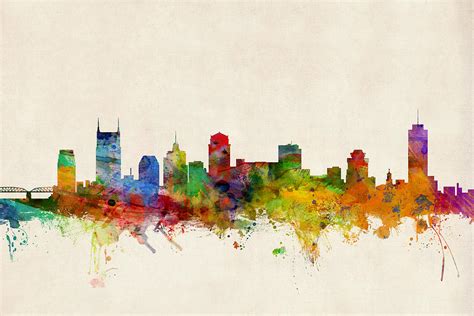 Nashville Tennessee Skyline Digital Art by Michael Tompsett - Pixels