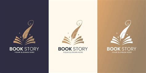 Premium Vector | Inspiration of book story feather logo design note and quill logo design set ...