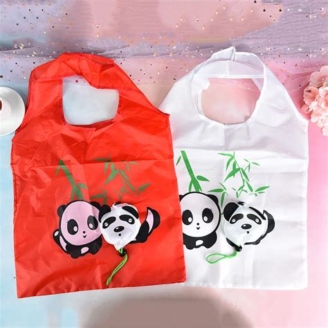 Cute Panda Foldable Shopping Bags Eco Reusable Lady Portable Large Supermarket Folding Pouch Bag ...