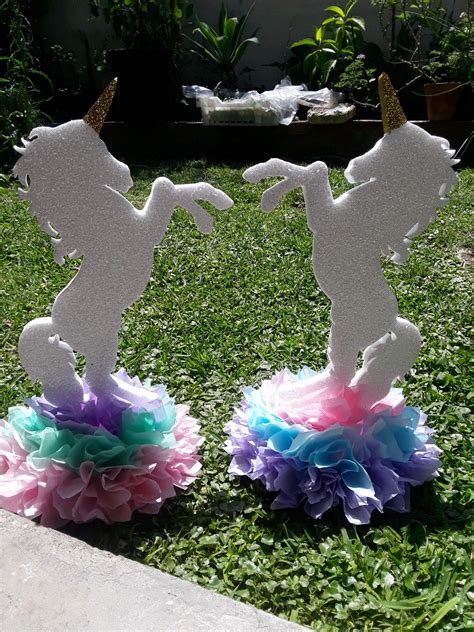 Unicorn centerpieces/ party props by Rivera Craft's Unicorn Themed Birthday Party, 2nd Birthday ...