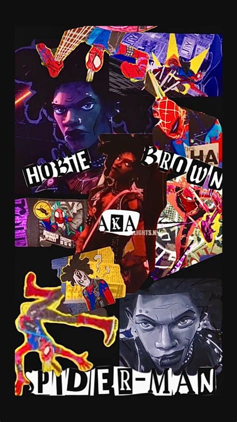 Hobie brown across the spider-verse wallpaper / poster. Collage poster compiled with stickers of ...