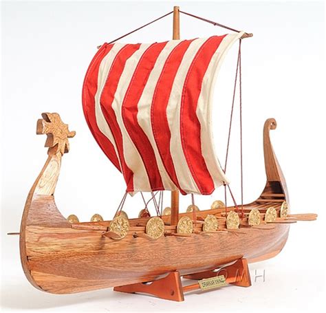 Drakkar Dragon Viking Wood Ship Model Boat 25" Sailboat - CaptJimsCargo