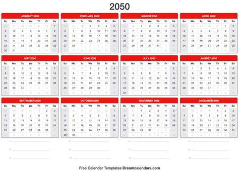 2050 Calendar