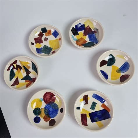 Possibly 20-30's Bauhaus/De Stijl geometric shapes decor plate set ...