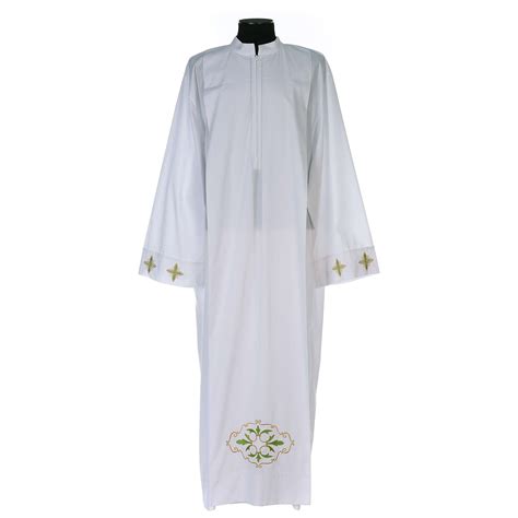 Priest Alb with stylized cross 100% polyester and front | online sales on HOLYART.com