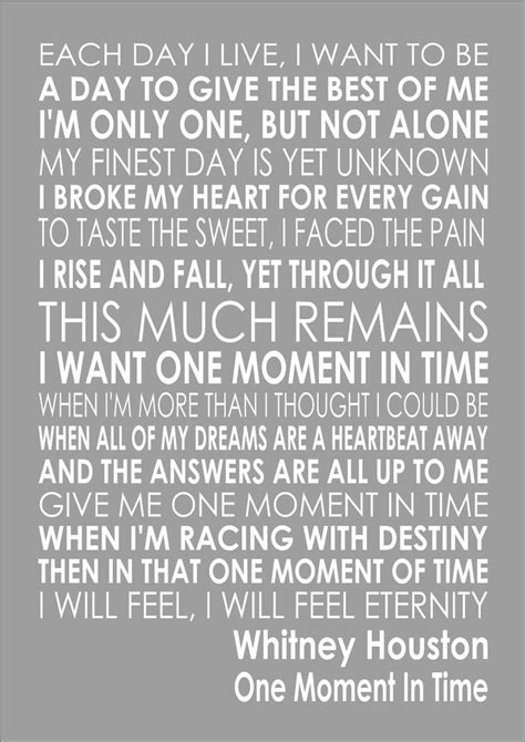 Whitney Houston- One Moment In Time - Word Wall Art Typography Song Lyrics Lyric | eBay | Love ...