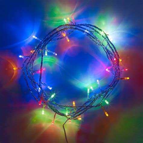 50 Multi Coloured LED Fairy Lights On Clear Cable | Lights4fun.co.uk