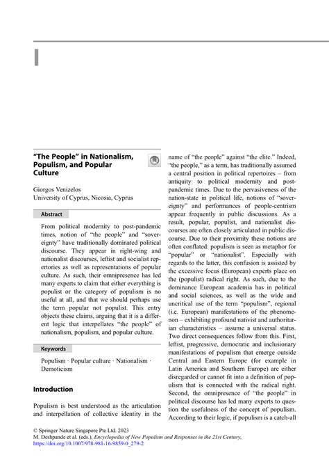 (PDF) “The People” in Nationalism, Populism, and Popular Culture