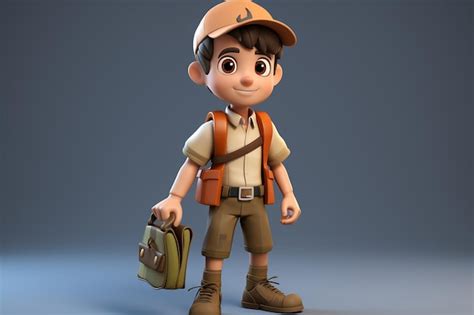 Premium AI Image | 3d Cartoon Archaeologist Character Generative Ai