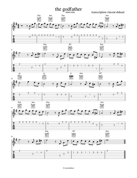 The godfather part tab Sheet music for Guitar (Solo) | Musescore.com