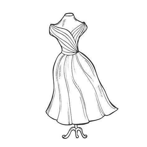 Premium Vector | Long wedding dress Vector sketch Doodle style dress