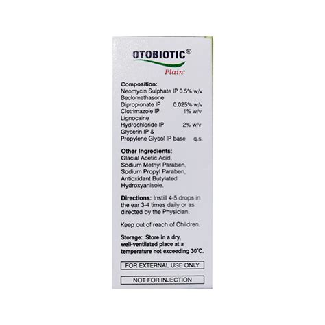 OTOBIOTIC PLAIN EAR Drops 5ml : Price, Uses, Side Effects | Netmeds