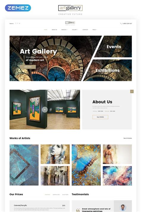 Art Gallery HTML Website Template for Fine Artists - TemplateMonster | Gallery website, Art ...