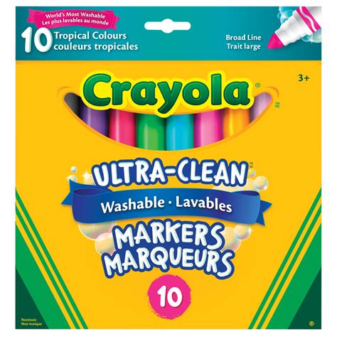 Crayola Ultra-Clean Washable Markers, Assorted Tropical Colours, Broad ...