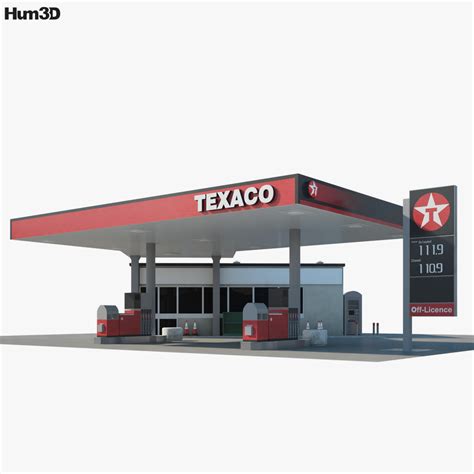 Texaco gas station 01 3D model - Download Commercial Building on ...