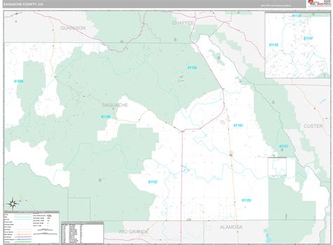 Saguache County, CO Wall Map Premium Style by MarketMAPS