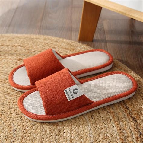 Womens/Mens Open Toe House Slippers Arch Support Lightweight Linen ...