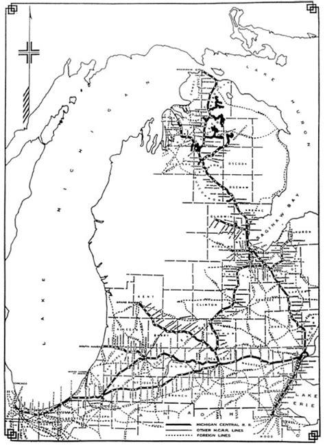 Map of Michigan Central Railroad Lines, 1916 | Map of michigan, Train map, Railroad history