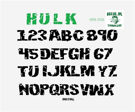 Hulk Alphabet Font hulk svg Silhouette Birthday Party Gift | Etsy