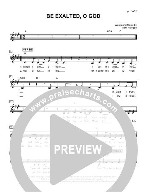 Be Exalted O God Sheet Music (Sovereign Grace) - PraiseCharts