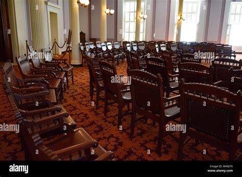 An empty house chamber inside the historical Alabama State capitol in ...