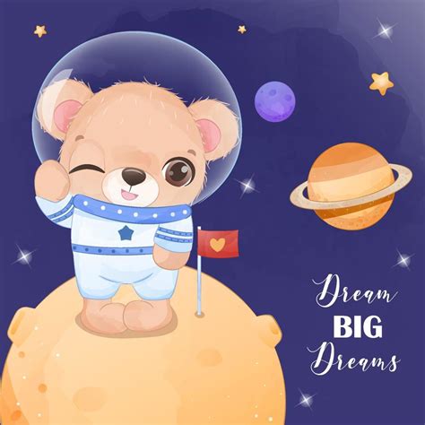 Space Bear in Watercolor Illustration 10302642 Vector Art at Vecteezy