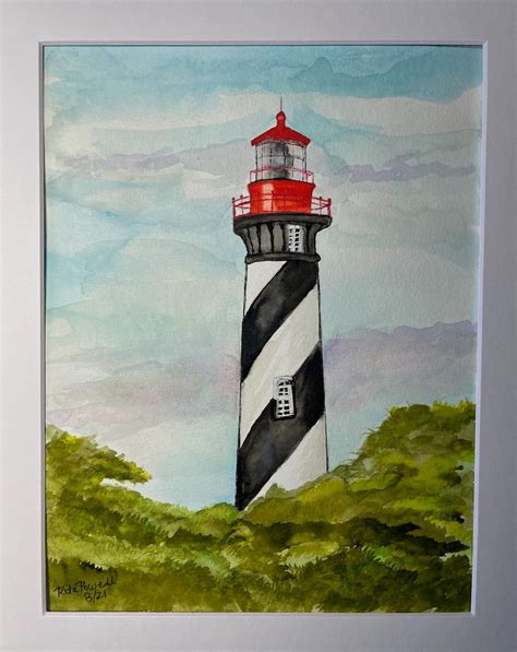 St. Augustine Lighthouse #1 | Lighthouse painting, Rock painting designs, Watercolor paintings ...