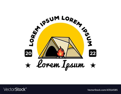 Triangle camping tent and bonfire design Vector Image