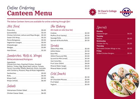 Canteen Price List Template