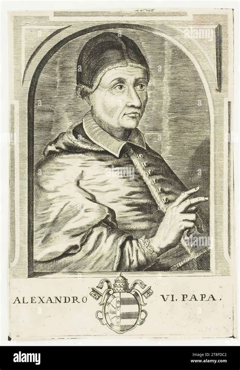 Portrait of Pope Alexander VI with coat of arms at bottom. ALEXANDRO VI ...