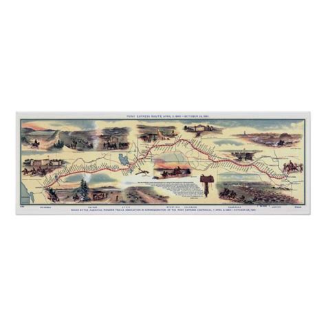 Pony Express Route Map Poster | Zazzle | Map poster, Personalized wall ...