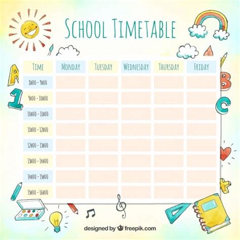 Editable School Timetable Template