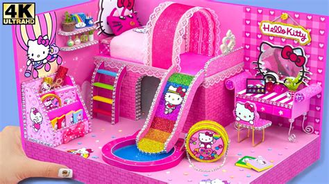 How To Make Hello Kitty House With Rainbow Slide Pool From Cardboard ️ ...